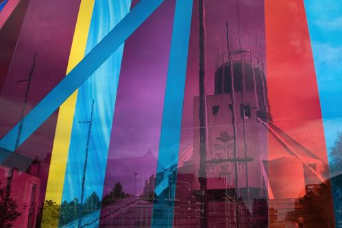 Liverpool's Roman Catholic Cathedral, viewed through a screen near the entrance.